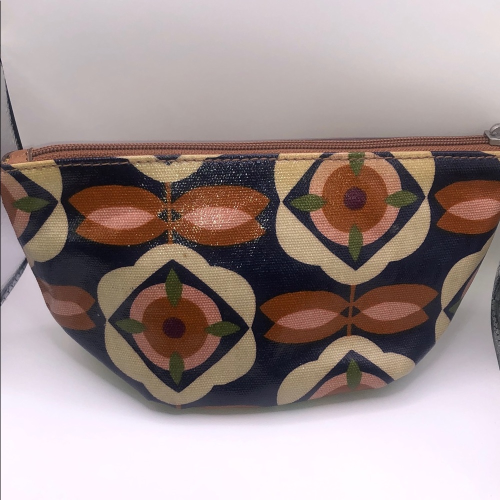 Fossil Women's Floral Cosmetic Bag - Tan and Navy - Picture 5 of 7